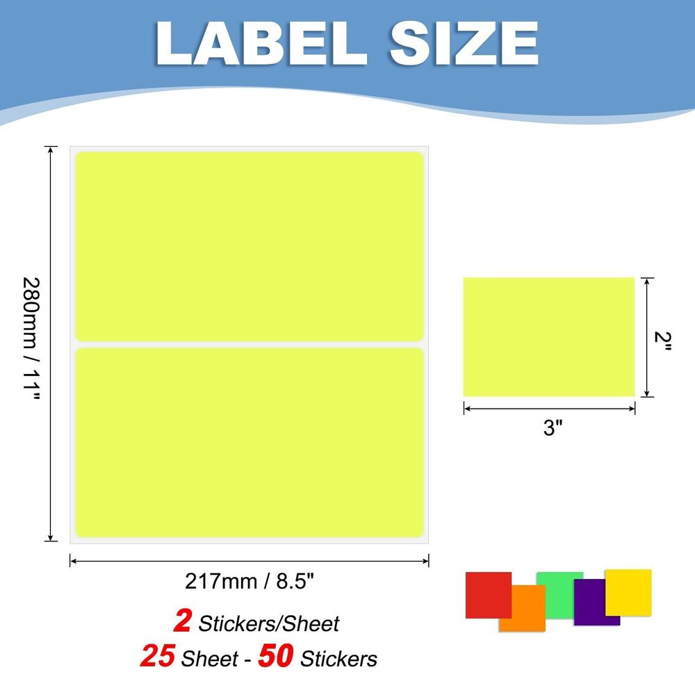 3983 Color Coding Labels 3 x 2 Inch, 50 Pcs Rectangular Colored Labels - Picture 2 of 6